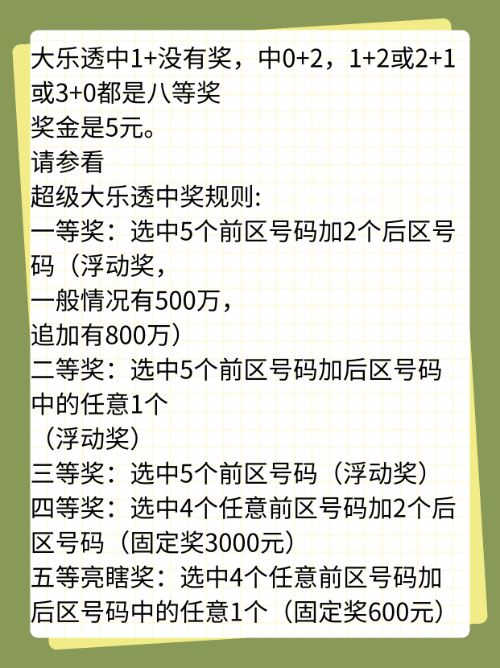 大乐透一至九等奖明细全解析，揭秘中奖规则与奖金分配